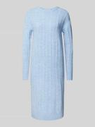 Christian Berg Woman Knielanges Strickkleid mit Zopfmuster in Hellblau...