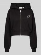 Calvin Klein Jeans Sweatjacke mit Logo-Stitching in Black, Größe M