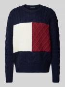 Tommy Hilfiger Strickpullover mit Strukturmuster in Marine, Größe L