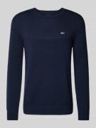 Tommy Jeans Slim Fit Strickpullover mit Logo-Badge in Dunkelblau, Größ...