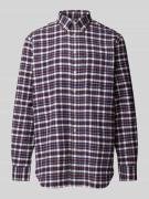 Christian Berg Men Flanellhemd mit Button-Down-Kragen in Bordeaux, Grö...