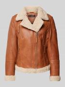 Cabrini Straight Fit Lederjacke im Biker-Look aus Lammnappa in Cognac,...