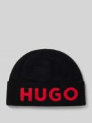 HUGO Beanie mit Label-Detail Modell 'Xola' in Black, Größe 1