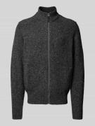 Fynch-Hatton Cardigan mit Logo-Stitching in Hellgrau, Größe S