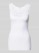 Hanro Unterhemd mit Spitzenbesatz in Weiss, Größe M