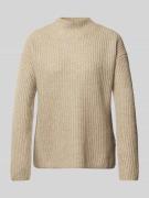 HUGO Strickpullover mit Stehkragen in Beige, Größe M