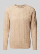 Lindbergh Strickpullover mit gerippten Abschlüssen in Sand, Größe L