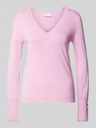 Liu Jo White Strickpullover mit V-Ausschnitt in Rosa, Größe M