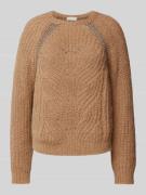 Liu Jo White Strickpullover mit Rundhalsausschnitt in Cognac, Größe M