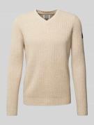 ECOALF Strickpullover mit V-Ausschnitt Modell 'BOJALF' in Offwhite, Gr...