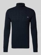 Gant Rollkragenpullover mit Label-Stitching in Marine, Größe XXXL