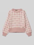 Guess Strickpullover mit gerippten Abschlüssen in Rose, Größe 140