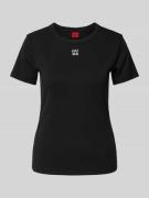 HUGO T-Shirt mit Label-Stitching Modell 'Deloris' in Black, Größe L