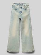 Blue Effect Wide Leg Jeans mit Label-Patch in Hellblau, Größe 140