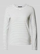 comma Longsleeve mit geripptem Rundhalsausschnitt in Marine, Größe 40