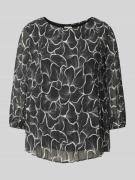 s.Oliver BLACK LABEL Plissee Bluse mit Allover-Muster in Black, Größe ...