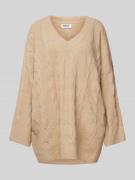 Only Loose Fit Strickpullover mit Zopfmuster Modell 'JEANETT' in Sand,...