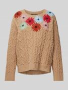 Weekend Max Mara Strickpullover aus Wolle mit floralen Applikationen i...