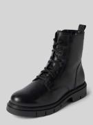 Tamaris Schnürboots aus Leder mit Ziernähten in Black, Größe 41