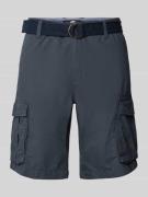 Petrol Regular Fit Cargoshorts mit Gürtel in Mittelgrau, Größe S