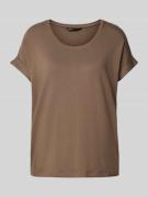 Only T-Shirt mit geripptem Rundhalsausschnitt Modell 'MOSTER' in Taupe...