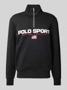 Polo Sport Sweatshirt mit Troyer-Kragen in Black, Größe XS