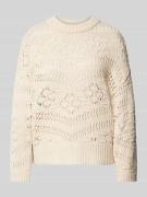 Pieces Figurumspielender Strickpullover mit Lochmuster 'PCNIANA' in Be...