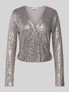 mbyM Longsleeve mit Paillettenbesatz Modell 'Lilu' in Silber, Größe XL