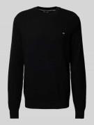 Christian Berg Men Strickpullover mit Strukturmuster in Black, Größe L