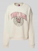 Tommy Jeans Sweatshirt mit Label-Print in Offwhite, Größe L