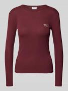 Jake*s Casual Longsleeve mit U-Boot-Ausschnitt in Bordeaux, Größe L