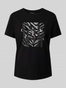 comma T-Shirt mit Motiv-Print in Black, Größe 36