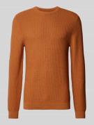 MCNEAL Regular Fit Strickpullover aus reiner Baumwolle in Cognac Melan...