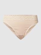 Hanro Slip aus Baumwolle mit Spitze Modell Moments in Beige, Größe L