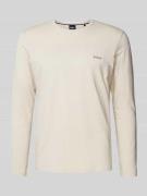 BOSS Longsleeve mit Label-Stitching in Ecru, Größe XXL