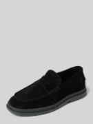 HUGO Lederloafers mit Label-Details Modell 'Chaol' in Black, Größe 40