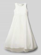 Une Hautre Couture Kleid mit Zierperlen in Offwhite, Größe 128