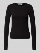 WEEKDAY Longsleeve mit geripptem Rundhalsausschnitt in Black, Größe S