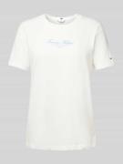 Tommy Hilfiger T-Shirt mit Label-Print in Ecru, Größe XL