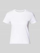 Review Loose Fit T-Shirt mit geripptem Rundhalsausschnitt in Weiss, Gr...