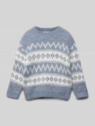 Mango Strickpullover mit Rundhalsausschnitt Modell 'blue' in Rauchblau...