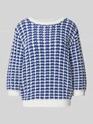 More & More Strickpullover mit gerippten Abschlüssen in Royal, Größe 4...