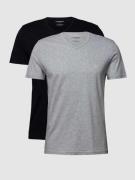 Emporio Armani T-Shirt mit V-Ausschnitt im 2er-Pack in Marine, Größe S