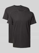 RAGMAN T-Shirt mit geripptem Rundhalsausschnitt in Black, Größe M