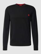 HUGO Strickpullover mit Label-Stitching Modell 'Cassius' in Black, Grö...