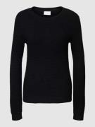 Vila Strickpullover mit Strukturmuster Modell 'Vidalo O-Neck' in Black...