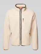 Superdry Fleecejacke mit Label-Stitching in Beige, Größe L