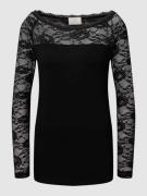 Kaffe Longsleeve mit Spitzeneinsatz Modell 'Lacy Boat' in Black, Größe...