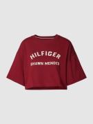 Tommy Hilfiger Cropped T-Shirt mit Label-Stitching in Rot, Größe XL