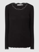 Fransa Longsleeve in Ripp-Optik in Black, Größe M